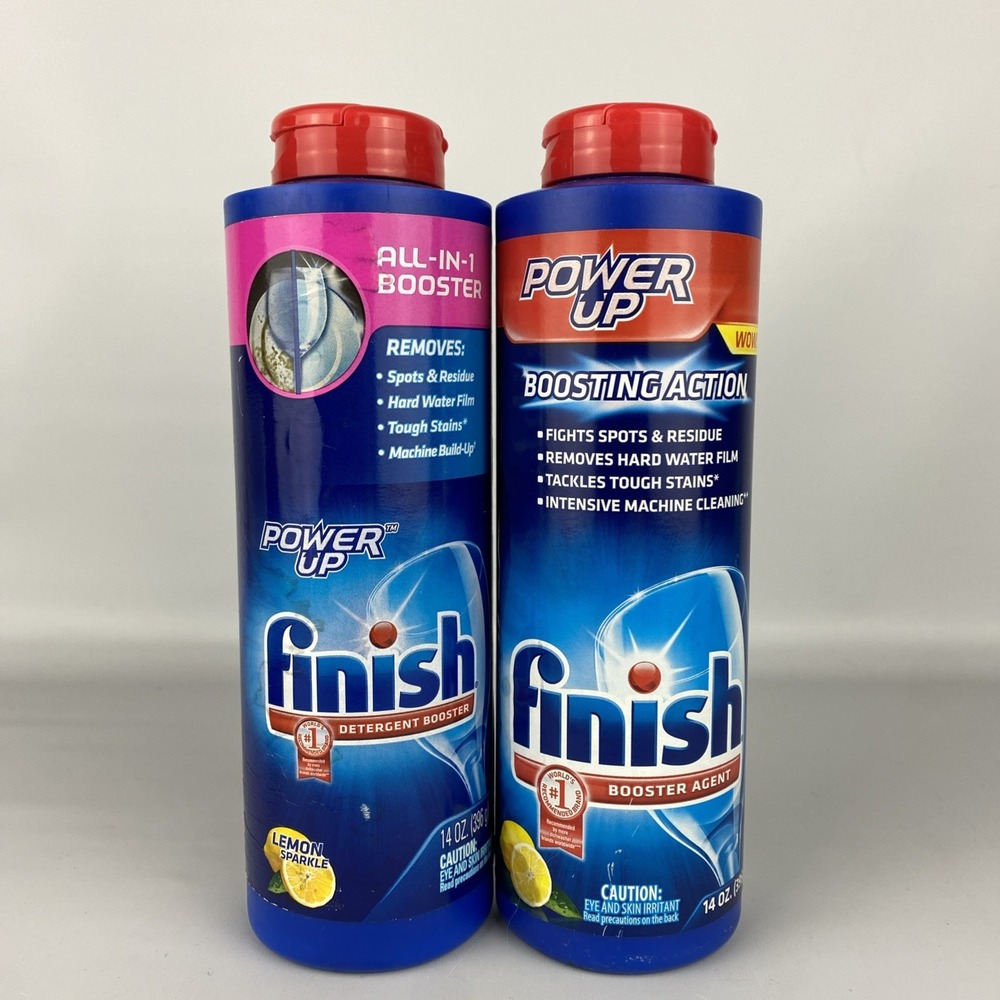 2 X Finish Booster Hard Water Powder Hard Water Lemon Sparkle 14 oz. READ